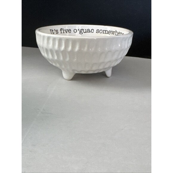 MUD PIE “It’s Five O’guac Somewhere” Bowl, White with Black Lettering. 6” - Picture 4 of 4